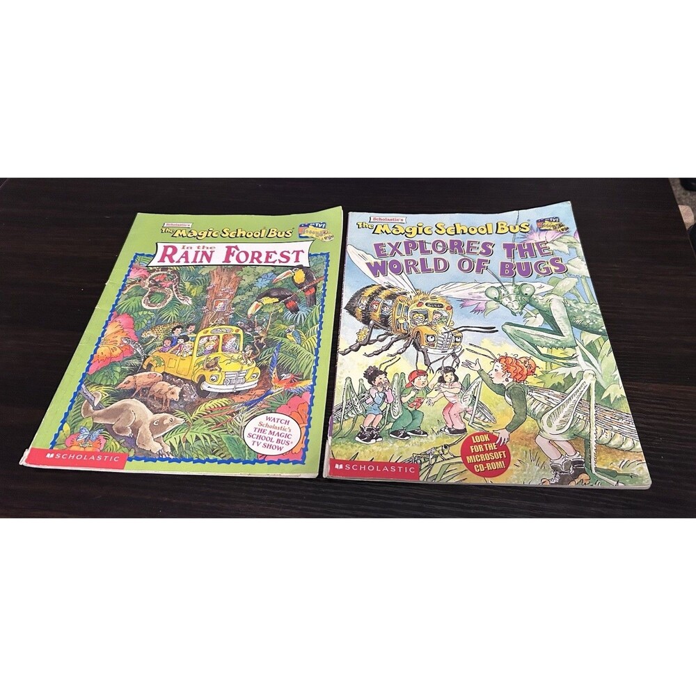 Vintage Magic School Bus Lot 2 Rain Forest World of Bugs 2001 Scholastic Books